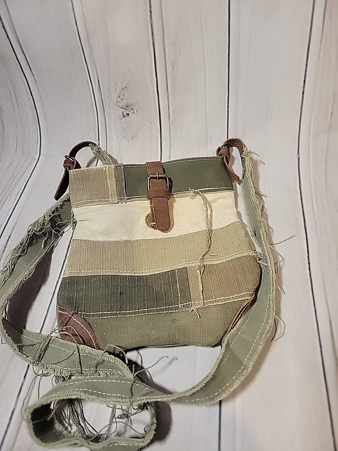 Distressed Cotton Patchwork Crossbody Shoulder Ba… - image 2