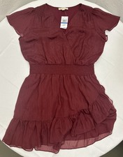 NWT MICHAEL Michael Kors Women's Shiny Formal Wrap Dress (XL, Dark Ruby) Prom