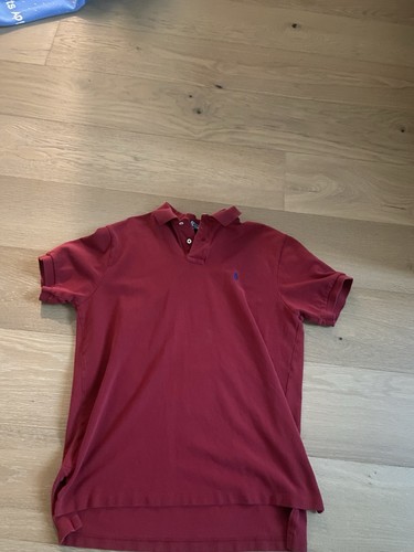 Polo Ralph Lauren Red Solid Short Sleeve Collared Polo, Embroidered Logo L Old