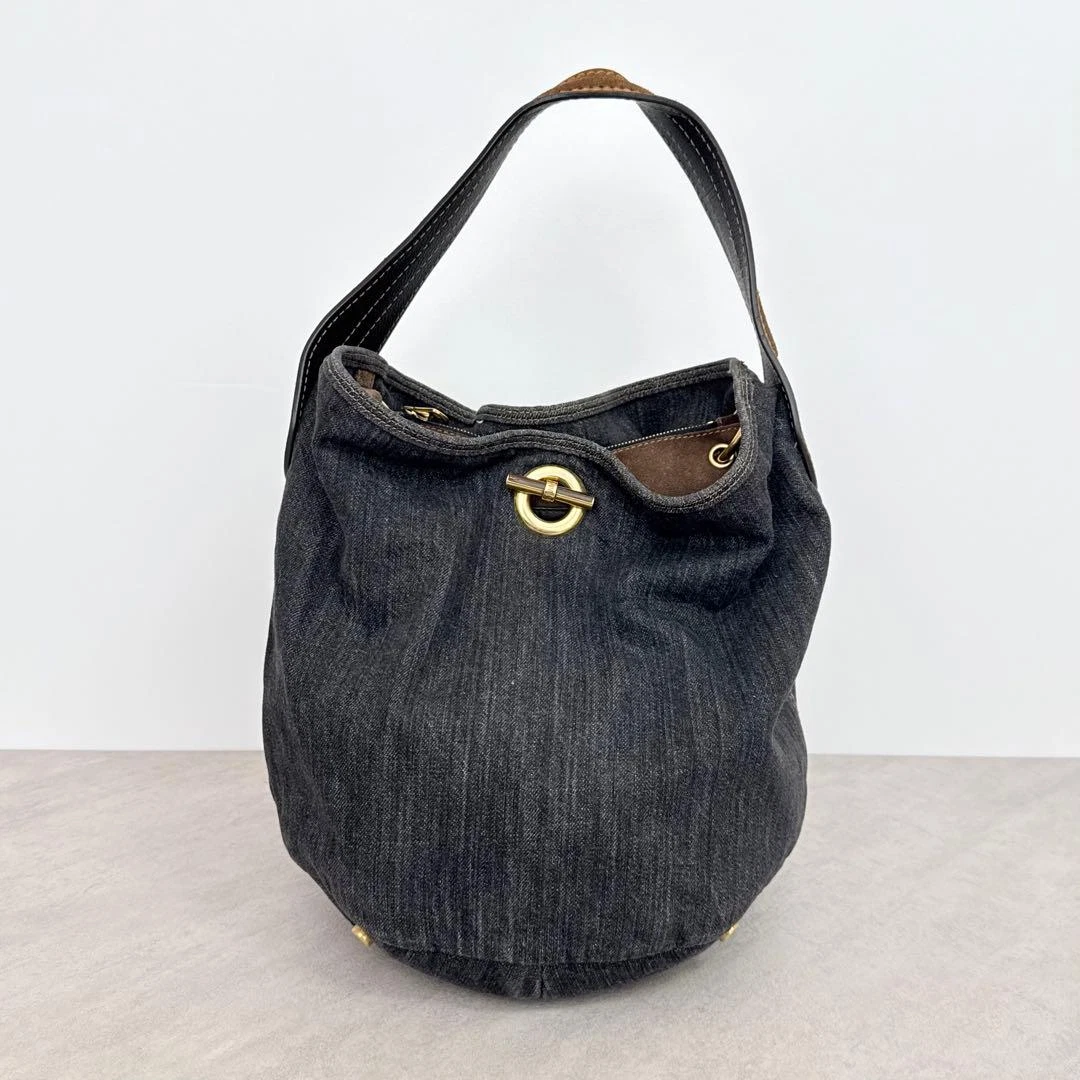 Rare Authentic Vintage 1980’sYves Saint Laurent rive gauche denim drawstring bag Yves Saint Laurent 00s YVES SAINT LAURENT RIVE GAUCHE  main image 3