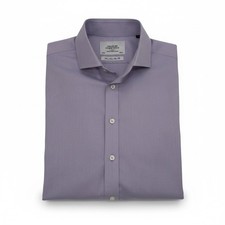 Charles Tyrwhitt Men's Dress Shirt Purple Non-Iron Slim Fit French Cuff 16/35 IN