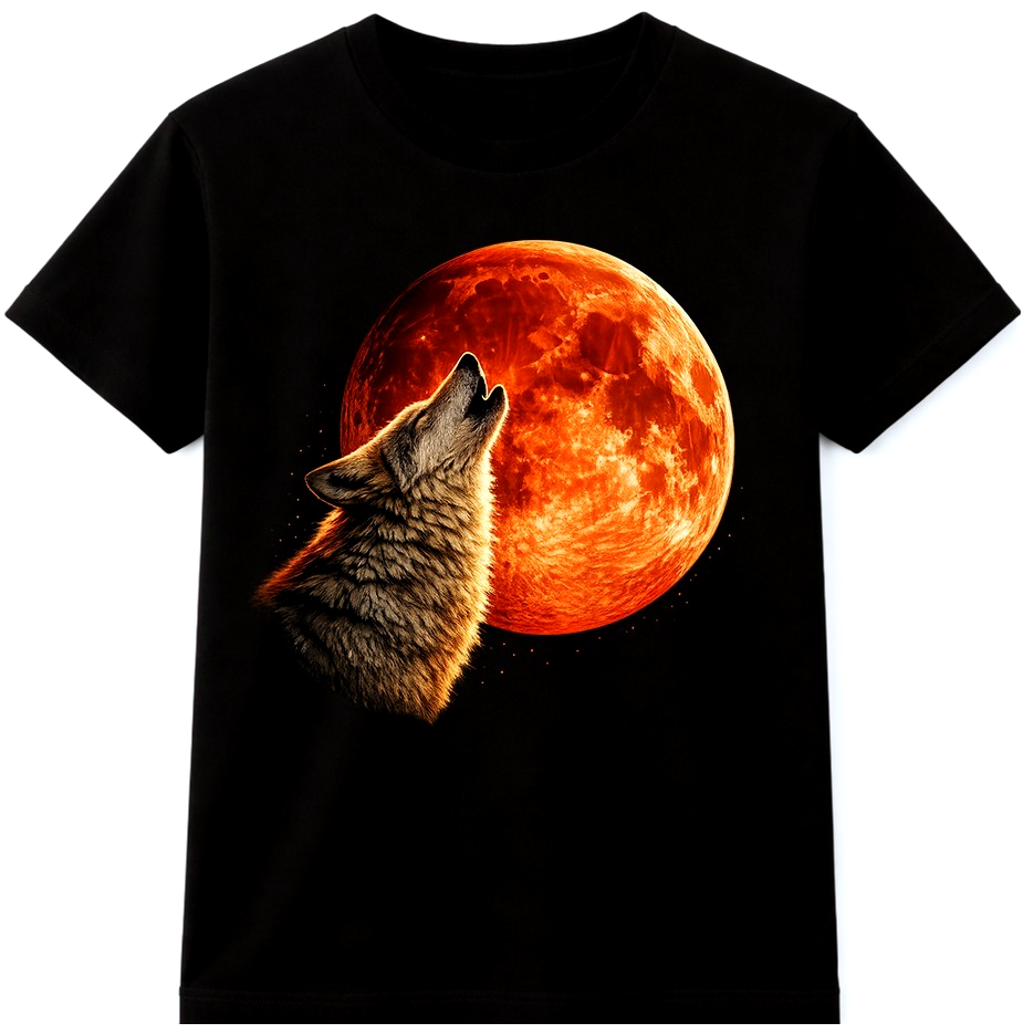 Howling Wolf T Shirt Full Moon Graphic Tee Wildlife Night Forest Animal Shirt