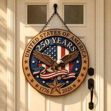 Patriotic Eagle Wooden Door Sign, USA 250th Anniversary 1776  2026 Decor