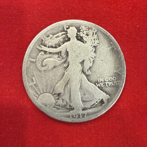 1917 P Raw Walking Liberty Half Dollar 50c 90% Silver Free Shipping Ag