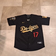 NWOT Nike Los Angeles Dodgers #17 Shohei Ohtani Men's Black Gold Jersey Size M