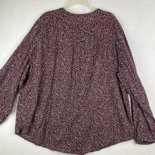 Old Navy Button Up Blouse/Tunic Women’s XX Tall Oversized Maroon Floral Long Slv - Bild 5 von 16