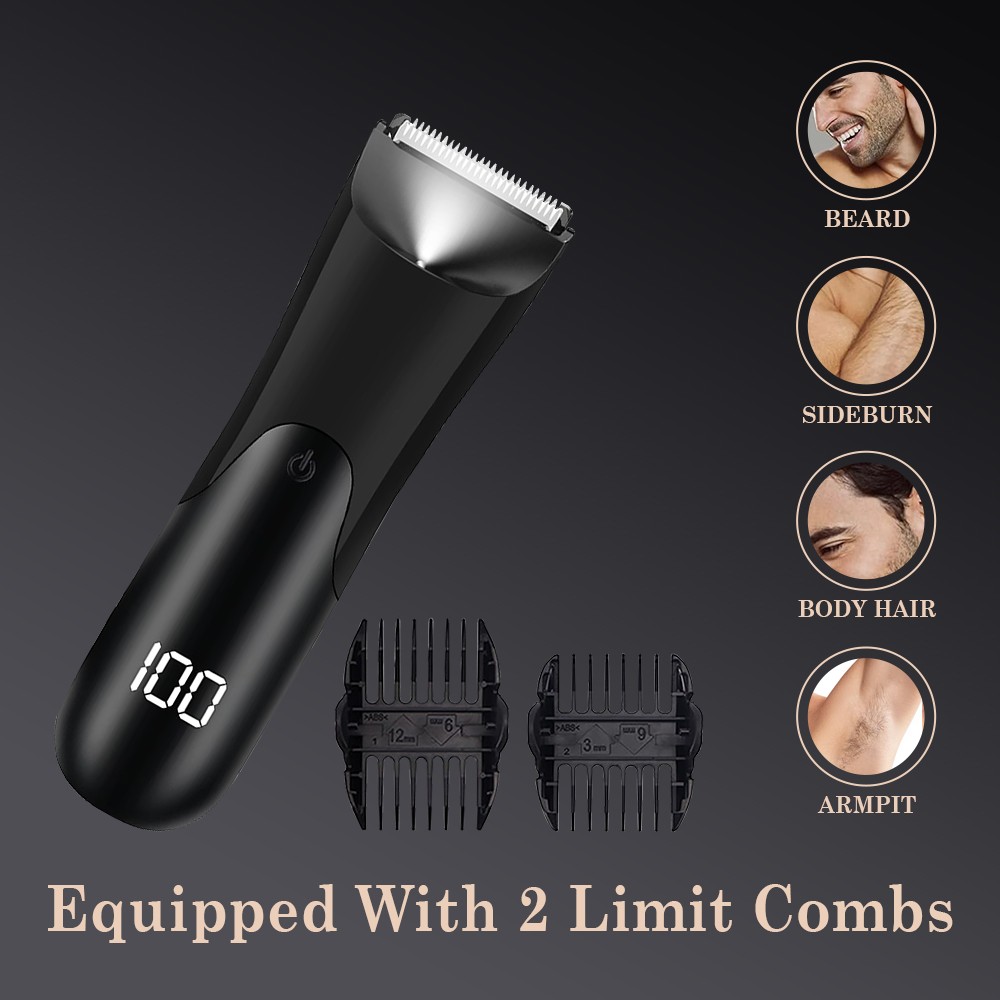 Groin Hair Trimmer for Men's Electric Ball Trimmer Wet/Dry Body Shaver