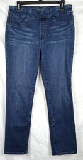 Chico's Pull-On Straight Dark Blue Stretch Denim Jeans 8 R Chico's 1