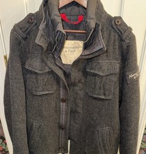 Abercrombie & Fitch Elk Lake Jacket Men?s Large Wool Blend Field Coat Gray