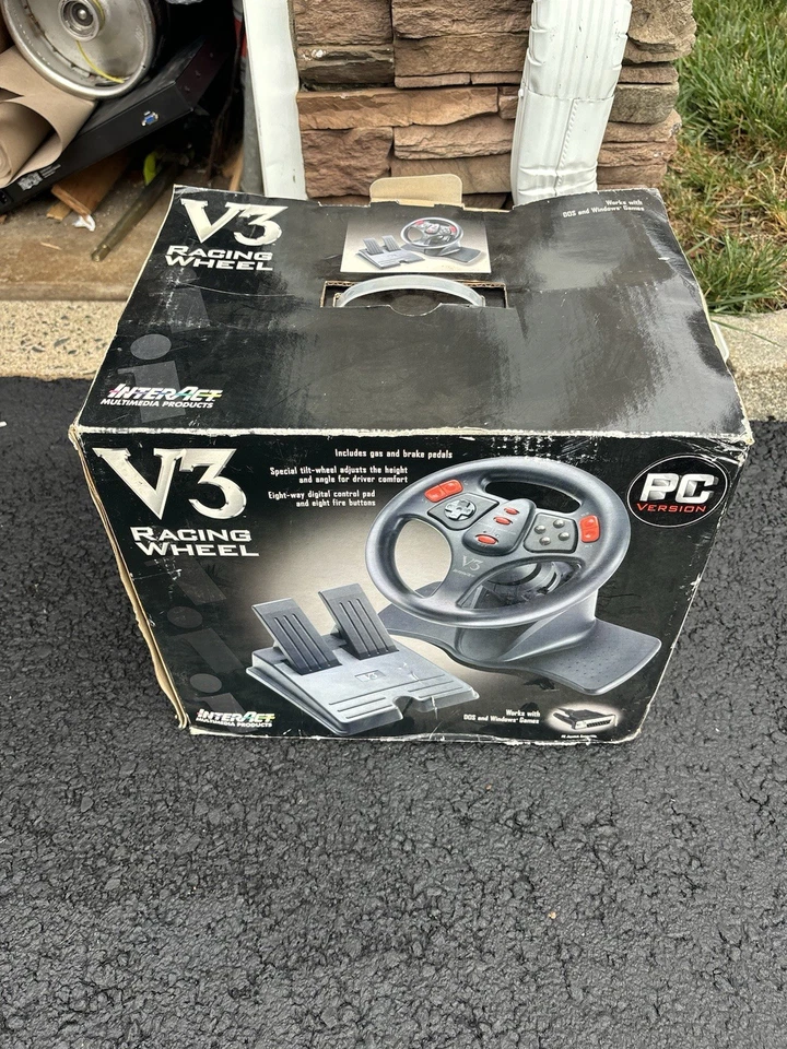 CONTROLADOR DE VOLANTE DE DIREÇÃO V3 COM PEDAIS DE FREIO A GÁS PARA N64 NOVO EM FOLHA RARO - Imagem 2 de 4