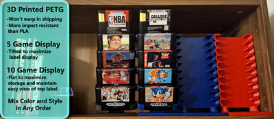 2x Sega Genesis Game Cartridge Vertical Display Stand *Choose color, style, mix*