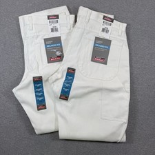 NEW Dickies Carpenter Painters Pants White 32WX30L Relaxed Fit Straight