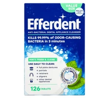 Efferdent Retainer & Denture Cleaner Tablets, Minty Fresh & Clean, 126 Count