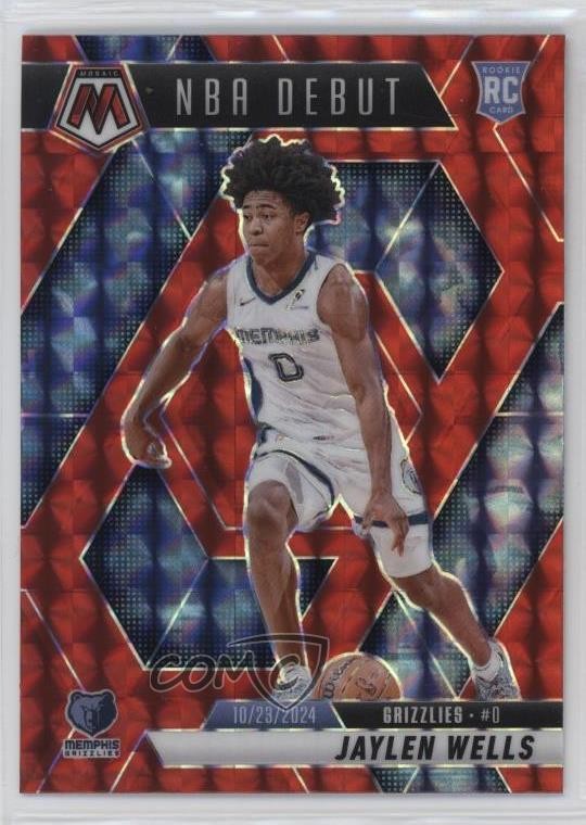 2024-25 Panini Mosaic NBA Debut Red Prizm Jaylen Wells #260 Rookie RC 18rw