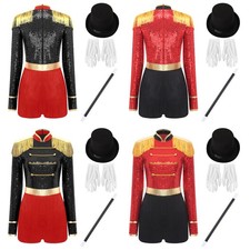Womens Jumpsuit Party Ringmaster Fancy Circus Carnival Bodysuit Magician Stage