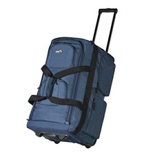 Olympia Luggage 22 8 Pocket Rolling Duffel Bag - Navy w/, Black, Size One_Size