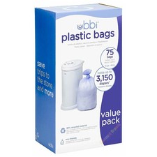 Ubbi Bin 3 Pack Plastic Liner Bags 75 Bags Holds up to 3150 Newborn Nappy Diap