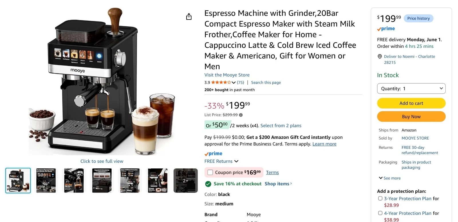 Mooye Espresso Machine with Grinder,20Bar Compact Espresso Maker with Steam Milk
Opens in a new wind