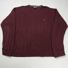 Vtg Chaps Ralph Lauren Hand Framed Heavy Knit Mens Sweater XL Maroon Crewneck