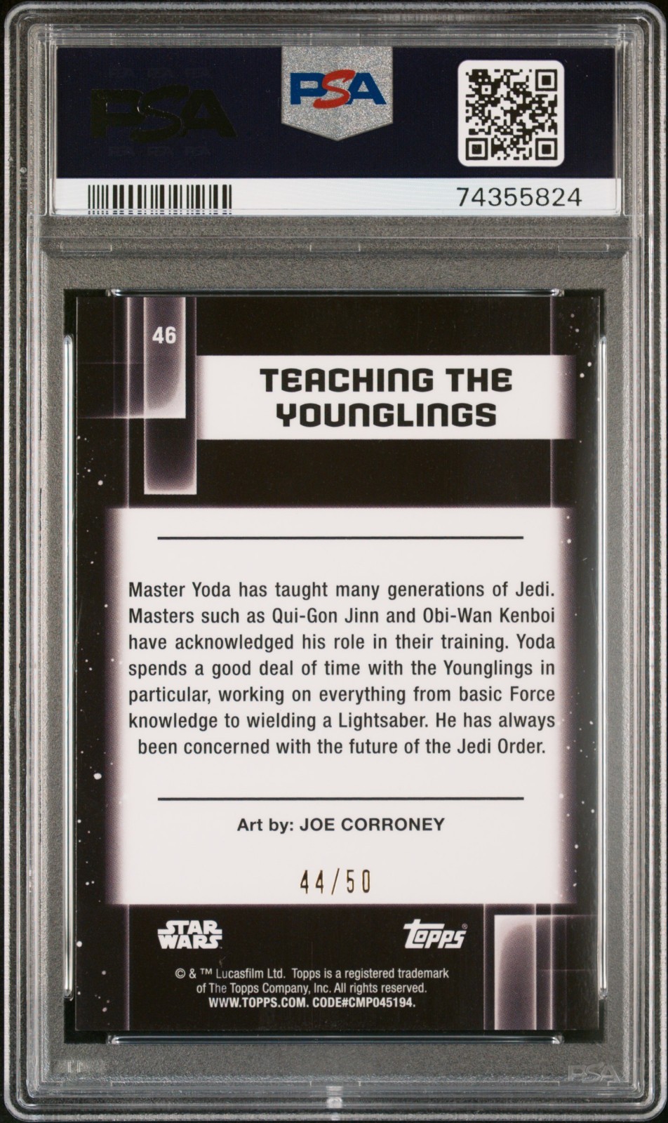 2021 Topps Star Wars Galaxy Teaching The Younglings Mojo Refractor #/50 PSA 10 view 2