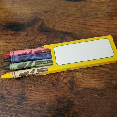 Vintage Prang Crayons 4 pack primary colors promotional blank yellow box
