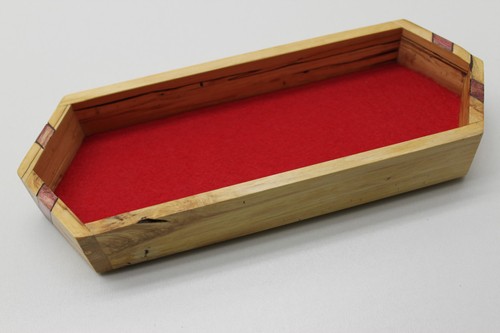 Handmade Spalted Maple Crystal Shaped Dice Tray with Purple Dice Set - 第 3/12 張圖片