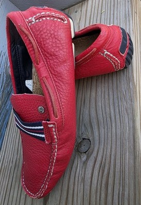 UGG BEL AIR WOVEN SLIP-ON RED LEATHER DRIVING LOAFERS, MEN'S US 7 EUR 39.5