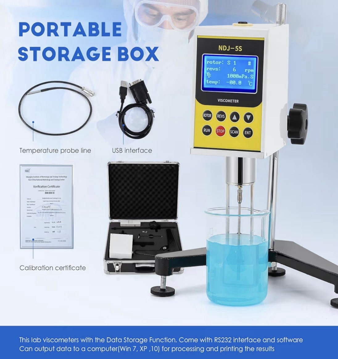 CGOLDENWALL NDJ-5S Rotary Visometer Digital Rotational Viscosity Meter Lab