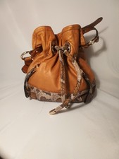 B Makowsky Tan Leather & Faux Snakeskin Draws...