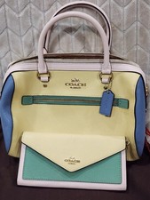 Coach Colorblock Leather Rowan Satchel in Vanilla Cream