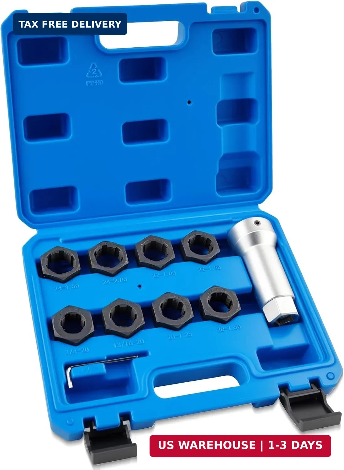 10-Piece Axle Spindle Thread Chaser Set - Includes 8 Dies & 1-1/16