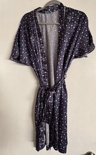 Vtg Lorraine Robe Blue White Daisy Floral USA Lingerie Housecoat READ