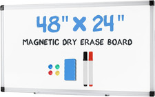 Magnetic White Board Kit for Wall 48" X 24", Dry Erase Board with 1 Dry Eraser 