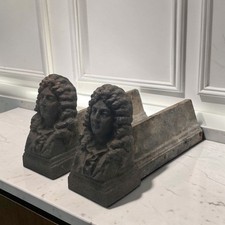 Pair of 19th Century French Cast Iron Andirons with Gentleman Busts