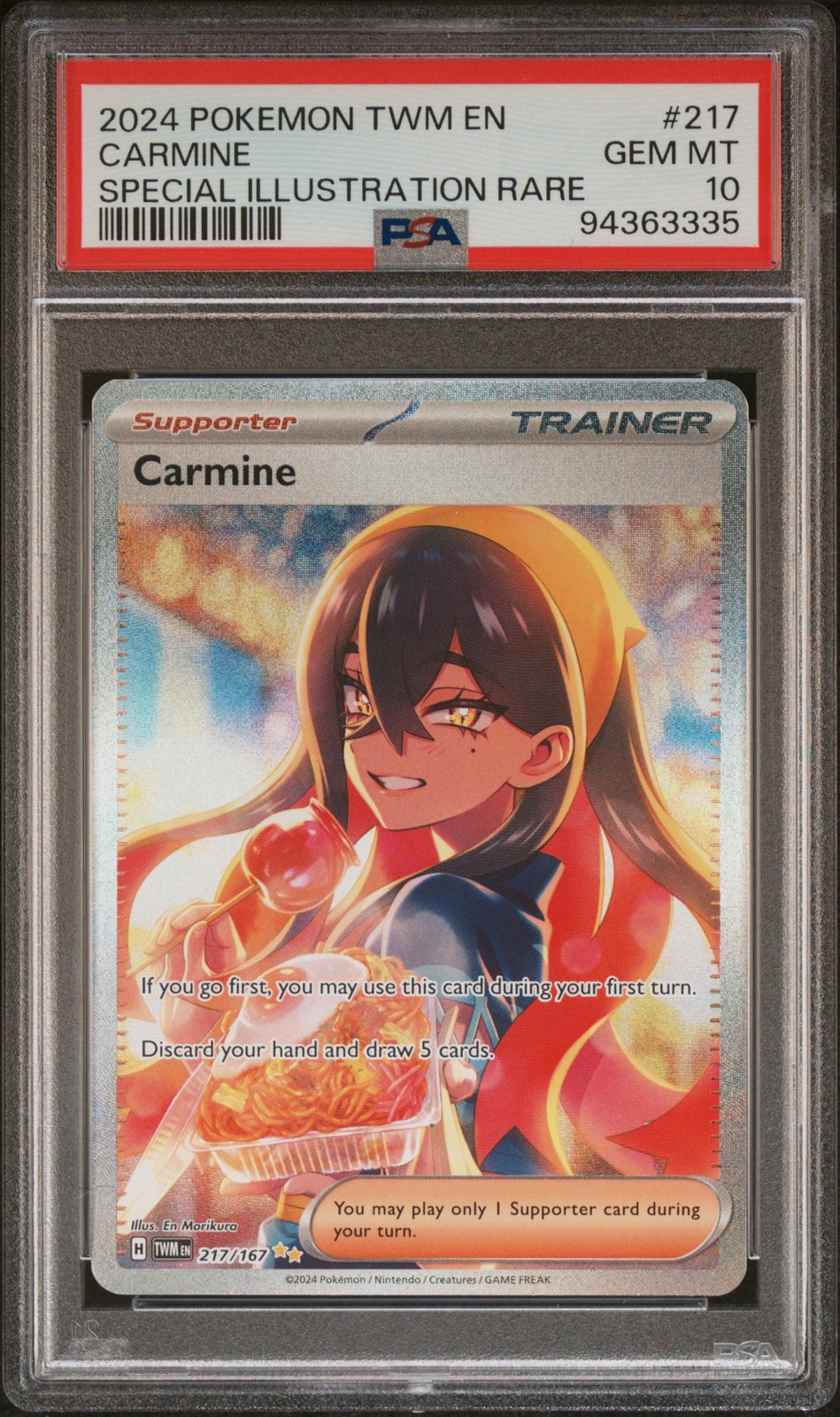 2024 POKEMON TWM EN-TWILIGHT MASQUERADE SPECIAL ILLUSTRATION RARE CARMINE PSA 10