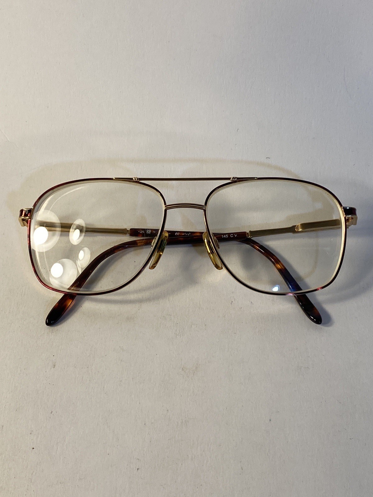 Vintage Eyeglass Frames Mens Givenchy Gold Tortoise Spring Arm W/ Soft Case
