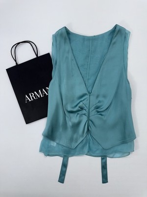 Giorgio Armani Damen Weste Türkis Seide EU 40 Neu mit Etikett