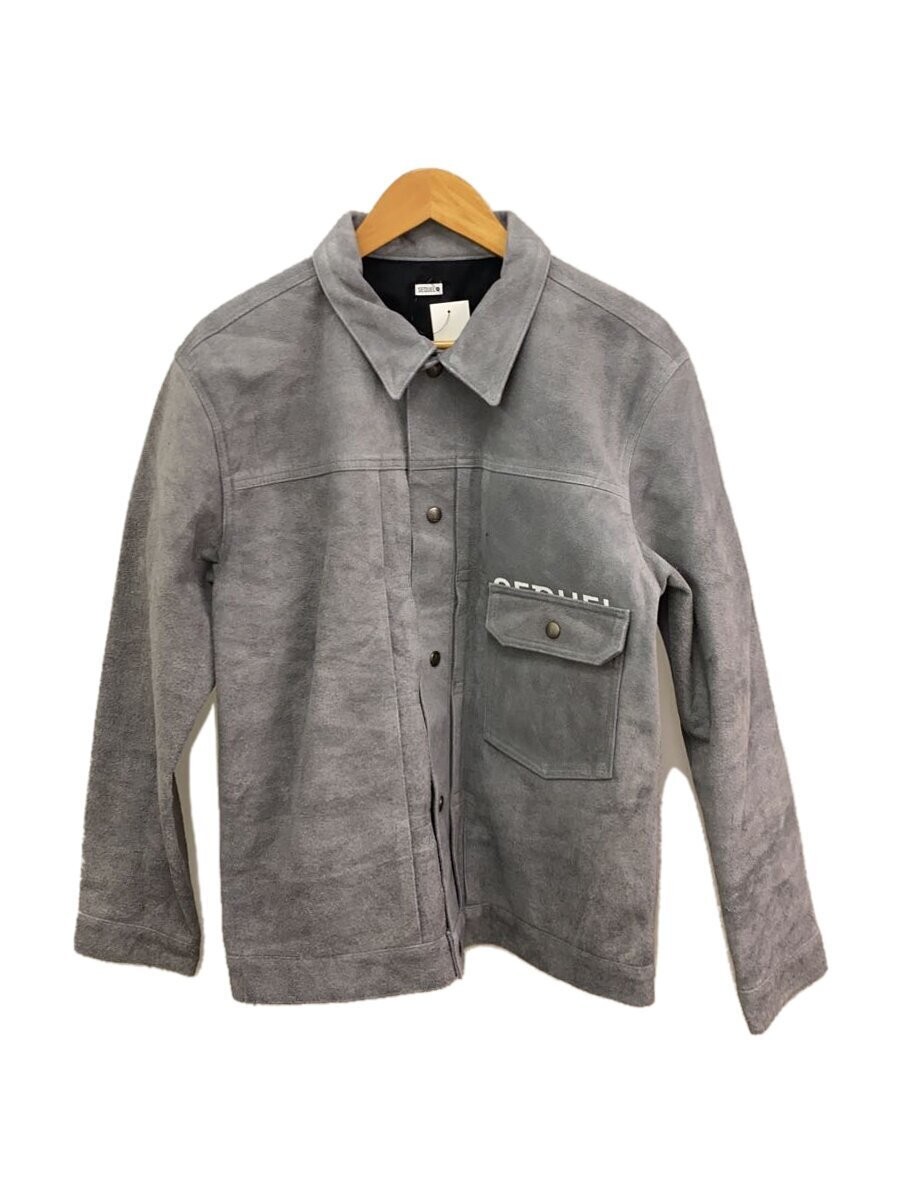 Sequel Grey Suede Leather Jacket Blouson Long Sleeve Sq-22Aw-Jk-07