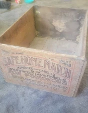 Vintage Safe Home Match Wooden Crate Box Advertising