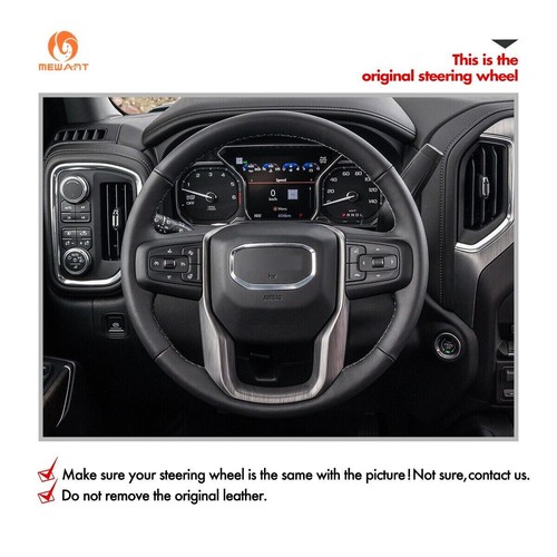 Funda de volante MEWANT DIY negra marrón cuero sintético para GMC Sierra 1500 Yukon XL - Imagen 2 de 11