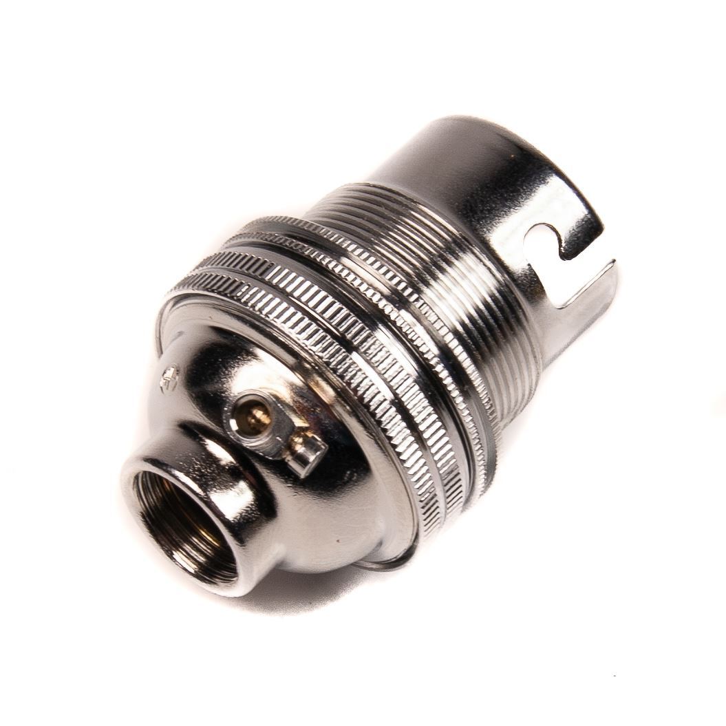 Chrome Lamp Holder Cap (BC) (B22d) Fitting Bulb Holder 1/2