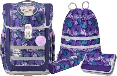McNeill Ergo Complete Schoolbag Set 5-teilig Schulranzen Dschungel dunkelviolett