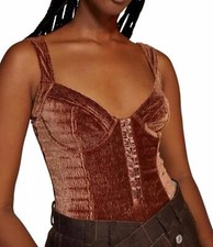 Urban Outfitters Out From Under Chocolate Brown Luna Velvet Bodysuit Size Small