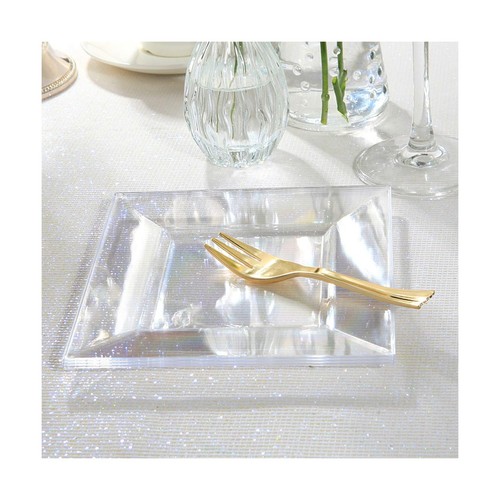 100pcs Square Dessert Plates with 100pcs Gold Dessert Forks, Clear Premium Pl... - Picture 4 of 6