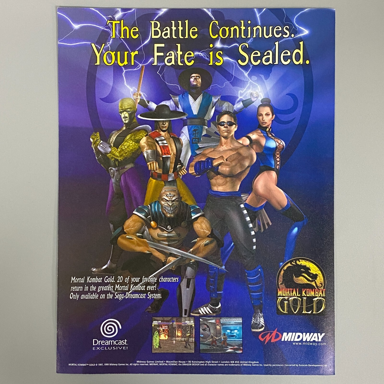 MORTAL KOMBAT GOLD SEGA DREAMCAST JEU VIDÉO 1999 VINTAGE RÉTRO ANNONCE