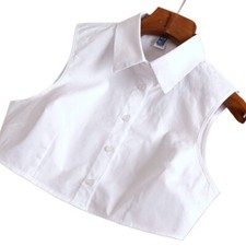Lady Business Fake Collar Half Shirt Lapel Button Casual Office Work