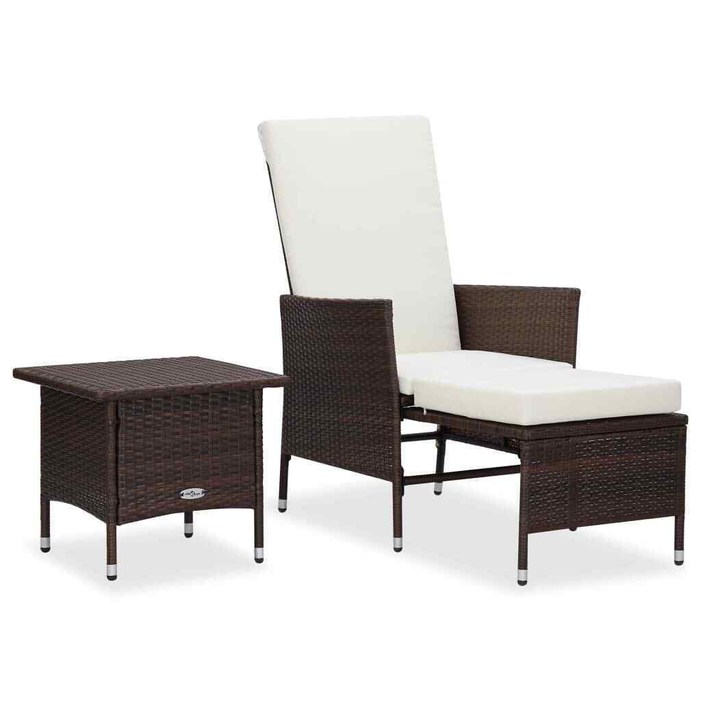 vidaXL 2 Piece Garden Lounge Set with Cushions Poly Rattan Brown 310232_V1