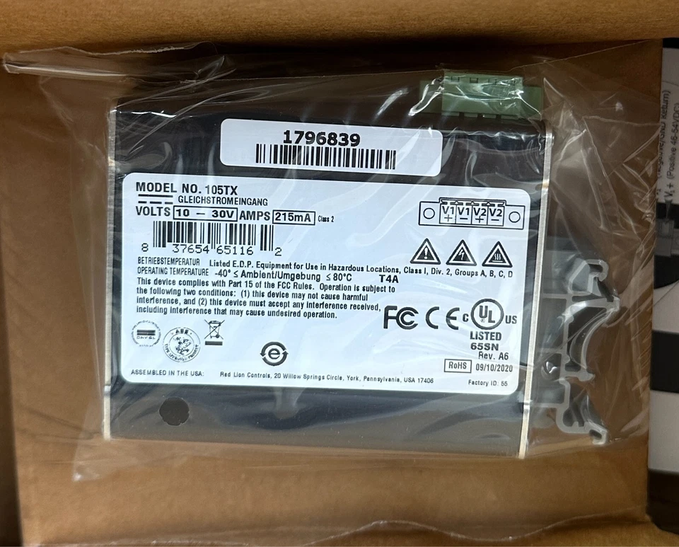 RED LION N-TRON 105TX 5-PORT INDUSTRIAL ETHERNET SWITCH 10-30V 215mA NSMP - Image 3 of 4