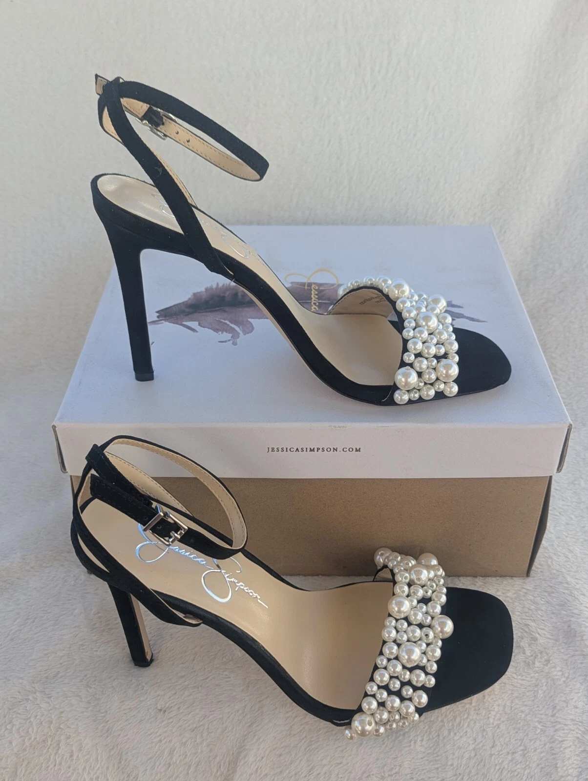 Chaussures à talons hauts femme Jessica Simpson Omilira noires Supreme Micro/LuxKD pointure 7,5