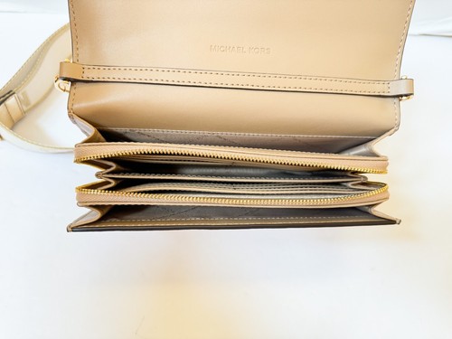 Michael Kors Jet Set Item Large Zip Around Wallet Crossbody Bag Pale Gold - Picture 8 of 12